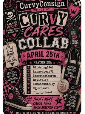 'Curvy Cares Collab' Event Poster - Pink & Black
